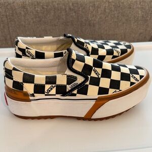 Vans Women's Checkerboard Slip-On Platform Sneakers - Black/White